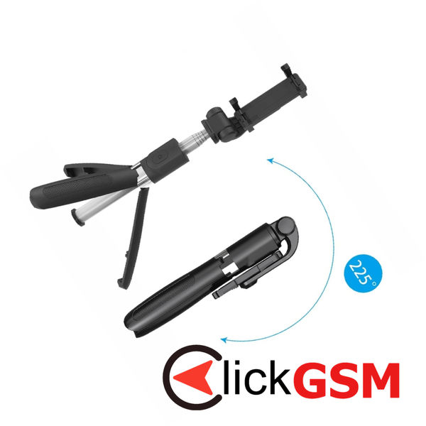 Techsuit - Selfie Stick (L01) - Tripod Stable Mount with Extendable Arm, Bluetooth Remote Control, 70cm - Black