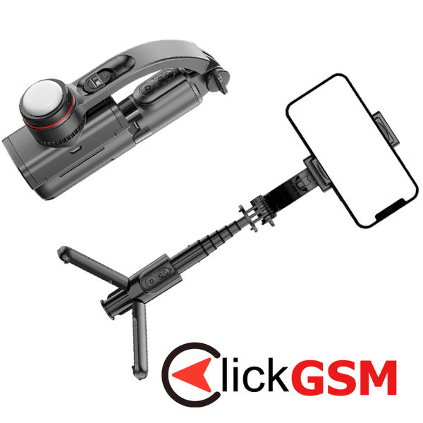 Techsuit - Selfie Stick (L18sMini) - Stable Gimbal/Tripod with Bluetooth Remote Control, Fill Light, 360 Rotation, 70cm - Black