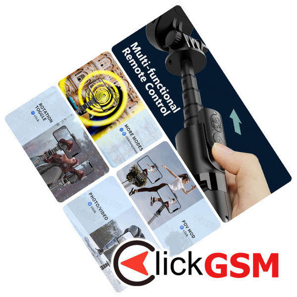 Techsuit - Selfie Stick (L18sMini) - Stable Gimbal/Tripod with Bluetooth Remote Control, Fill Light, 360 Rotation, 70cm - Black