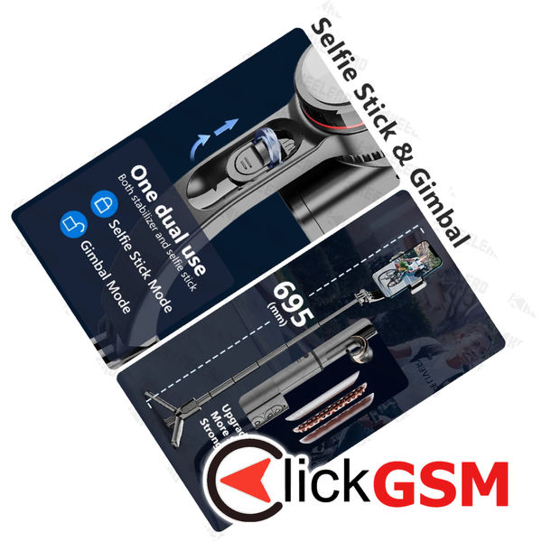 Techsuit - Selfie Stick (L18sMini) - Stable Gimbal/Tripod with Bluetooth Remote Control, Fill Light, 360 Rotation, 70cm - Black