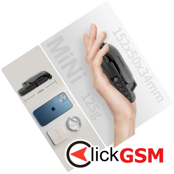 Techsuit - Mini Selfie Stick (Q10) - Stable Gimbal/Tripod with Bluetooth Remote Control, Fill Light, 360 Rotation, 68cm - Black