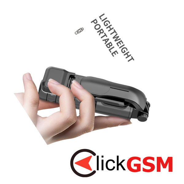 Techsuit - Mini Selfie Stick (Q11) - Stable Tripod with Bluetooth Remote Control, 360 Rotation, Stainless Steel, 74cm - Black