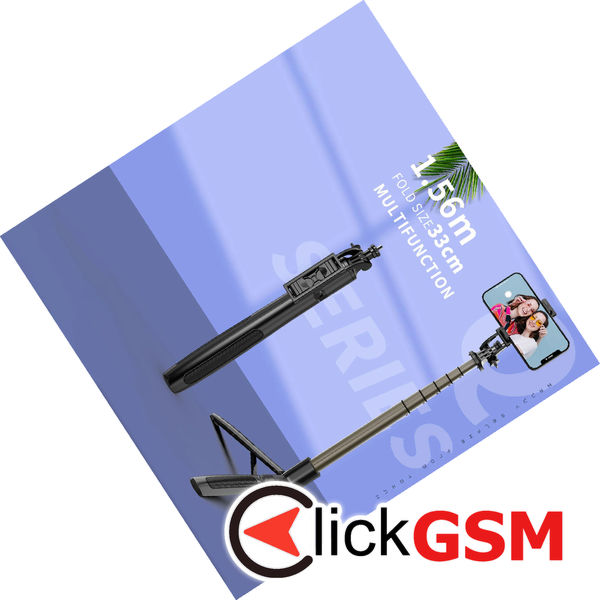 Techsuit - Selfie Stick (Q06) - Stable Tripod with Bluetooth Remote Control, Aluminium Alloy, 360 Rotation, 156cm - Black