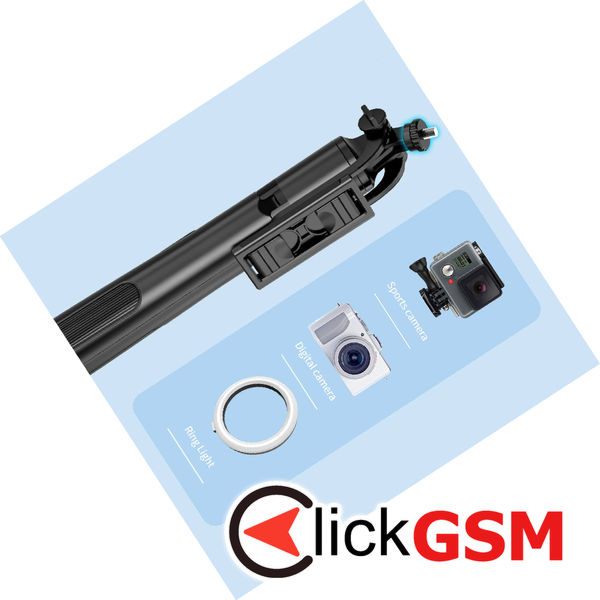 Techsuit - Selfie Stick (Q06) - Stable Tripod with Bluetooth Remote Control, Aluminium Alloy, 360 Rotation, 156cm - Black