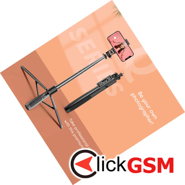 Techsuit - Selfie Stick (Q06) - Stable Tripod with Bluetooth Remote Control, Aluminium Alloy, 360 Rotation, 156cm - Black