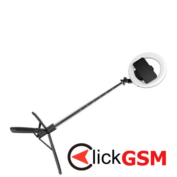 Techsuit - Selfie Stick (Q05s) - Stable Tripod with Bluetooth Remote Control and Ring Light, Stainless Steel, 170cm - Black