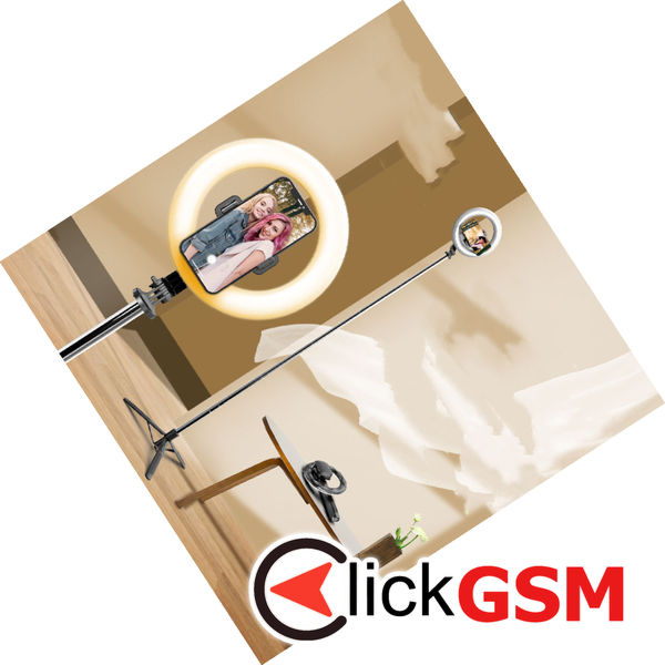 Techsuit - Selfie Stick (Q05s) - Stable Tripod with Bluetooth Remote Control and Ring Light, Stainless Steel, 170cm - Black