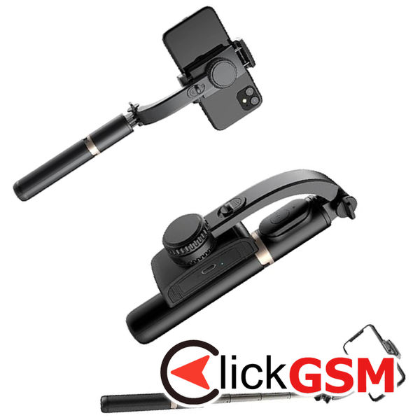 Techsuit - Selfie Stick (Q08) - Anti-Shake Tripod with Bluetooth Remote Control, 360 Rotation, Aluminium Alloy, 75cm - Black