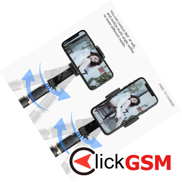 Techsuit - Selfie Stick (Q08) - Anti-Shake Tripod with Bluetooth Remote Control, 360 Rotation, Aluminium Alloy, 75cm - Black