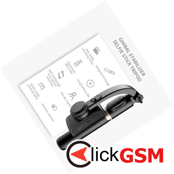 Techsuit - Selfie Stick (Q08) - Anti-Shake Tripod with Bluetooth Remote Control, 360 Rotation, Aluminium Alloy, 75cm - Black