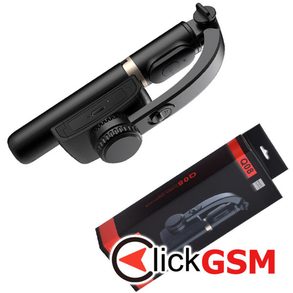 Techsuit - Selfie Stick (Q08) - Anti-Shake Tripod with Bluetooth Remote Control, 360 Rotation, Aluminium Alloy, 75cm - Black