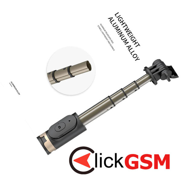 Techsuit - Selfie Stick (Q03) - Stable Tripod with Bluetooth Remote Control, Aluminium Alloy, 360 Rotation, 74cm - Black