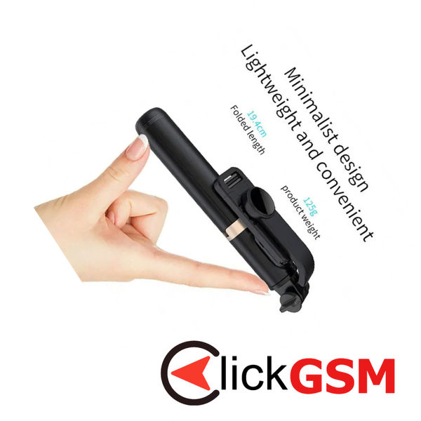 Techsuit - Selfie Stick (Q03) - Stable Tripod with Bluetooth Remote Control, Aluminium Alloy, 360 Rotation, 74cm - Black