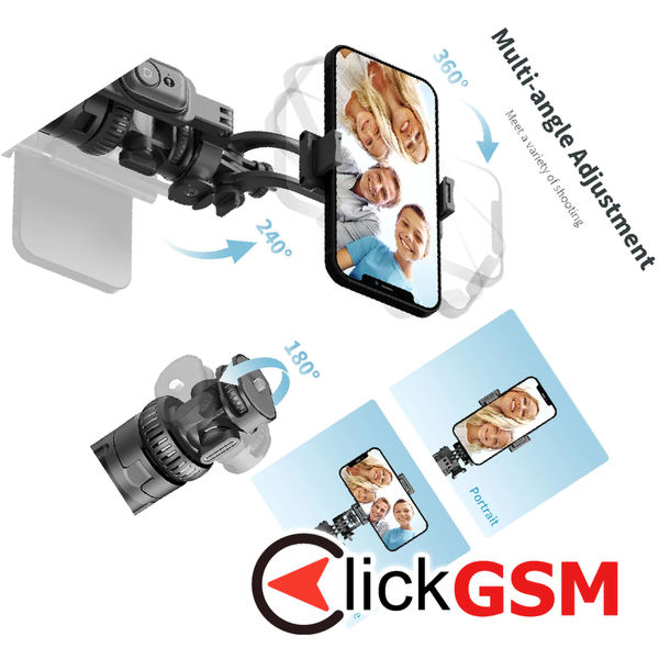 Techsuit - Selfie Stick (C05) - Large Ajustable Tripod with Bluetooth Remote Control, 360, Aluminium Alloy, 205cm - Black