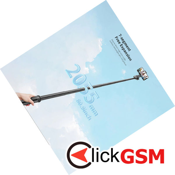 Techsuit - Selfie Stick (C05) - Large Ajustable Tripod with Bluetooth Remote Control, 360, Aluminium Alloy, 205cm - Black