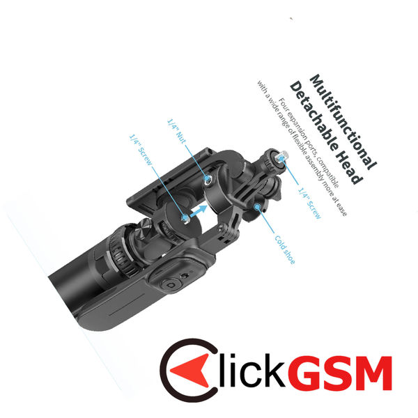 Techsuit - Selfie Stick (C05) - Large Ajustable Tripod with Bluetooth Remote Control, 360, Aluminium Alloy, 205cm - Black