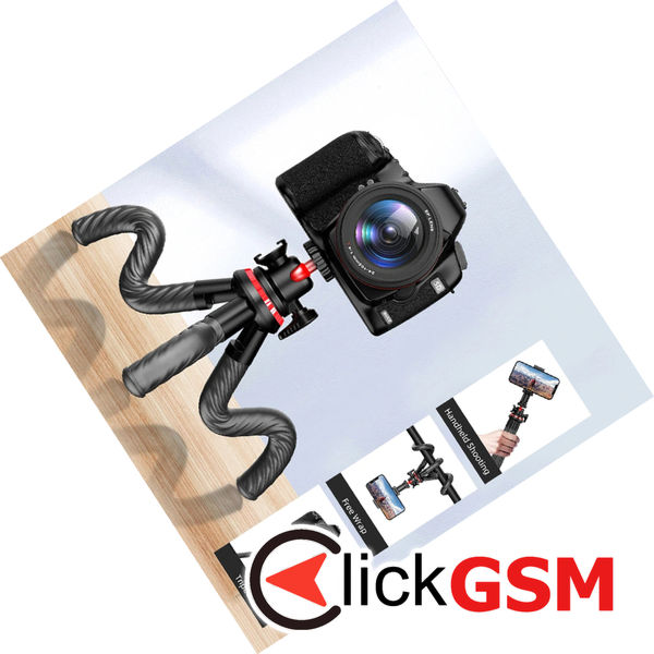 Techsuit - Selfie Stick (C02) - for Phones and Action Cameras, with Flexible Tripod, 43cm - Black