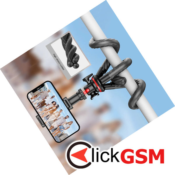 Techsuit - Selfie Stick (C02) - for Phones and Action Cameras, with Flexible Tripod, 43cm - Black