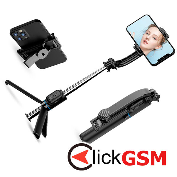 Techsuit - Selfie Stick (C01) - with Foldable Stable Tripod and Bluetooth Remote Control, 106cm - Black