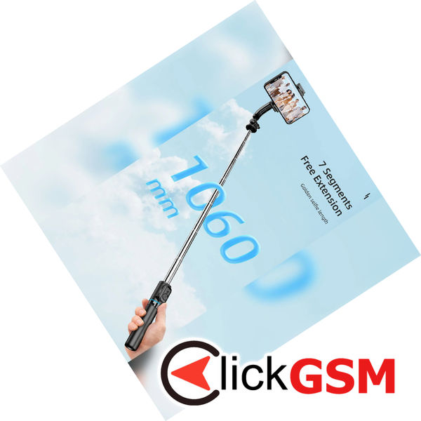 Techsuit - Selfie Stick (C01) - with Foldable Stable Tripod and Bluetooth Remote Control, 106cm - Black