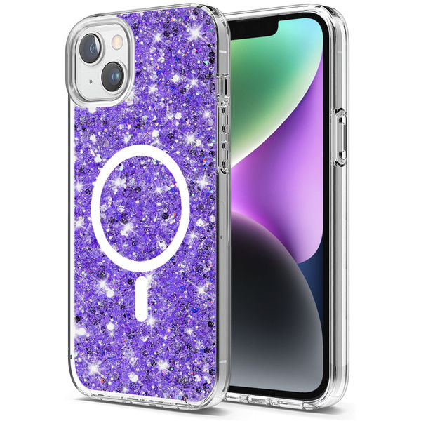 Techsuit - Sparkly Glitter MagSafe - iPhone 14 Plus / iPhone 15 Plus - Purple