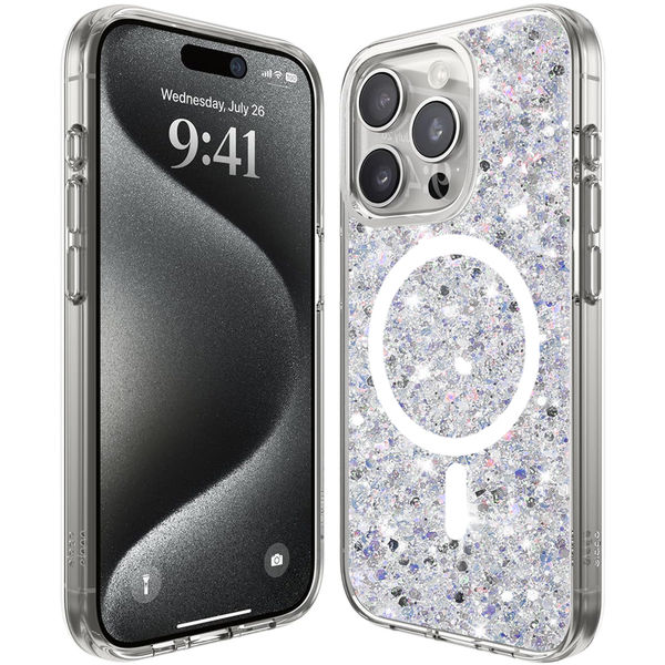 Techsuit - Sparkly Glitter MagSafe - iPhone 15 Pro Max - White