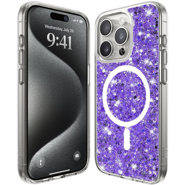 Techsuit - Sparkly Glitter MagSafe - iPhone 15 Pro Max - Purple