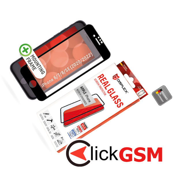 Displex - Premium Real Glass Full Cover - iPhone 6 / 6S / 7 / 8 / SE 2, SE 2020 / SE 3, SE 2022 - Black