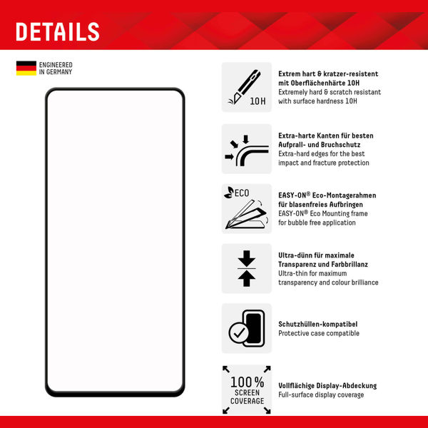 Displex - Premium Real Glass Full Cover - Samsung Galaxy A54 - Black