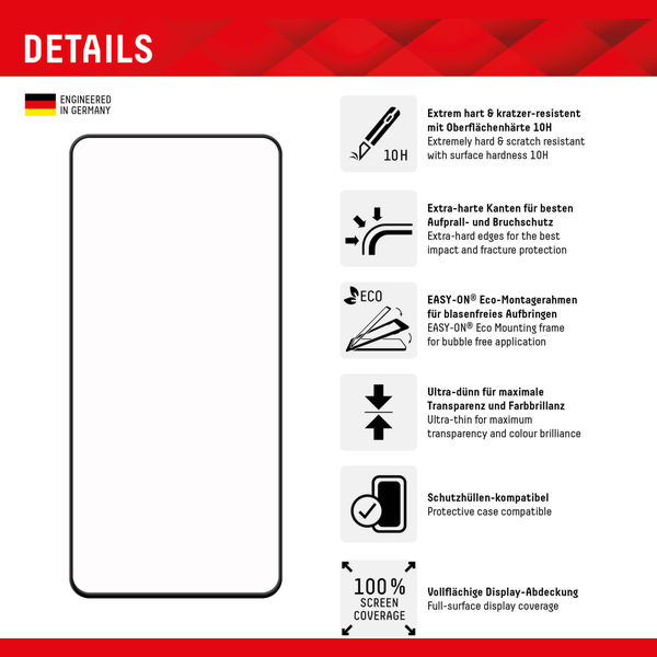 Displex - Premium Real Glass Full Cover - Samsung Galaxy S22 Plus 5G / S23 Plus - Black