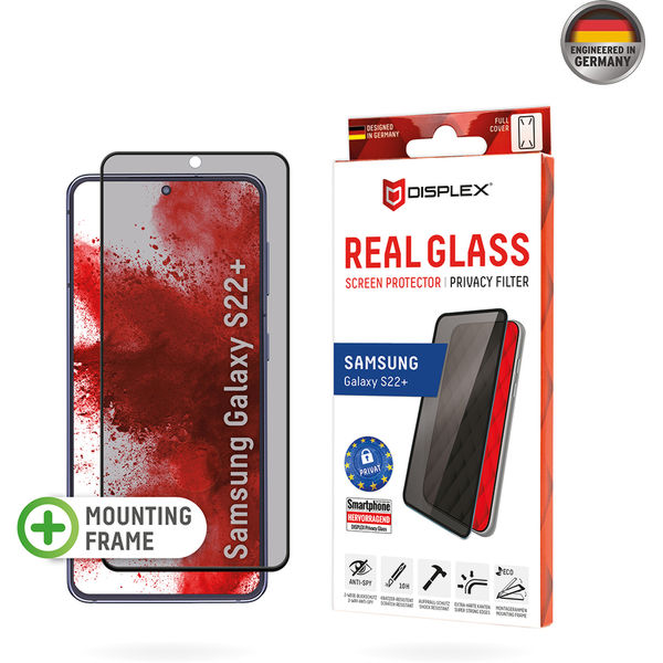 Displex - Premium Real Glass Privacy Full Cover - Samsung Galaxy S22 Plus 5G - Black