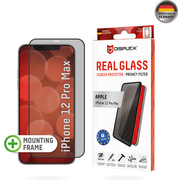 Displex - Premium Real Glass Privacy Full Cover - iPhone 12 Pro Max - Black