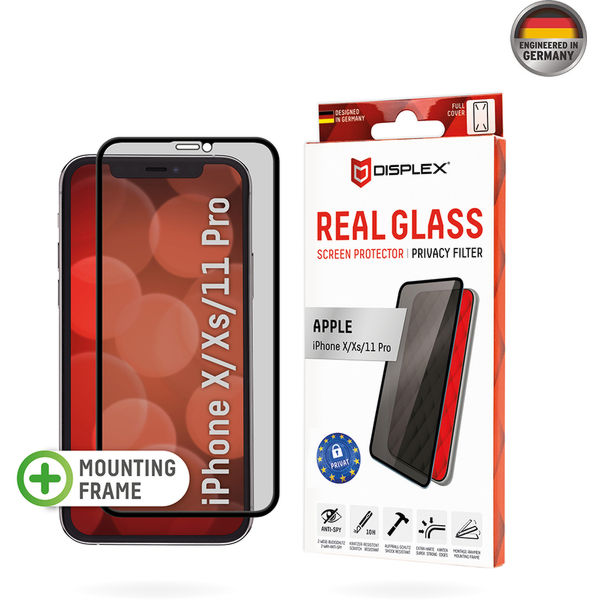 Displex - Premium Real Glass Privacy Full Cover - iPhone X / iPhone XS / iPhone 11 Pro - Black