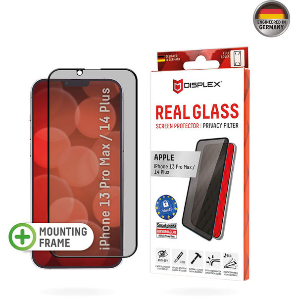 Displex - Premium Real Glass Privacy Full Cover - iPhone 13 Pro Max / iPhone 14 Plus - Black