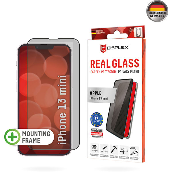 Displex - Premium Real Glass Privacy Full Cover - iPhone 13 mini - Black