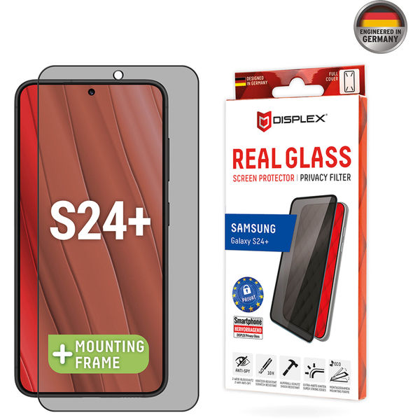 Displex - Premium Real Glass Privacy Full Cover - Samsung Galaxy S24 Plus - Black