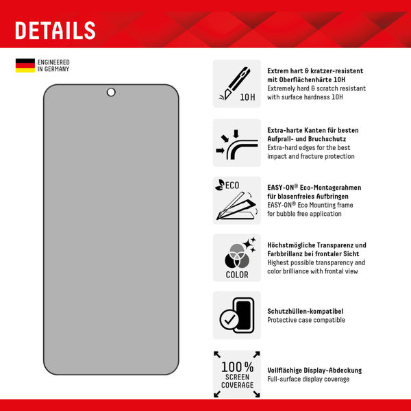 Displex - Premium Real Glass Privacy Full Cover - Samsung Galaxy S24 Plus - Black