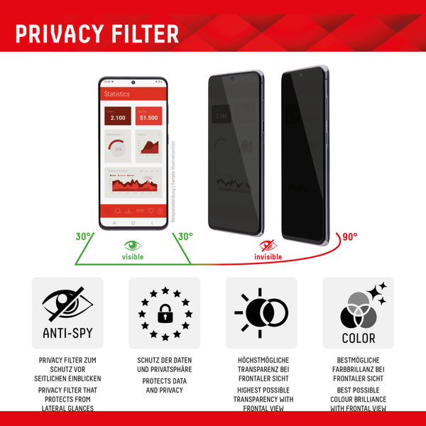 Displex - Premium Real Glass Privacy Full Cover - Samsung Galaxy S24 Plus - Black