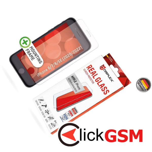 Displex - Premium Real Glass 2D - iPhone 6 / 6S / 7 / 8 / SE 2, SE 2020 / SE 3, SE 2022 - Clear
