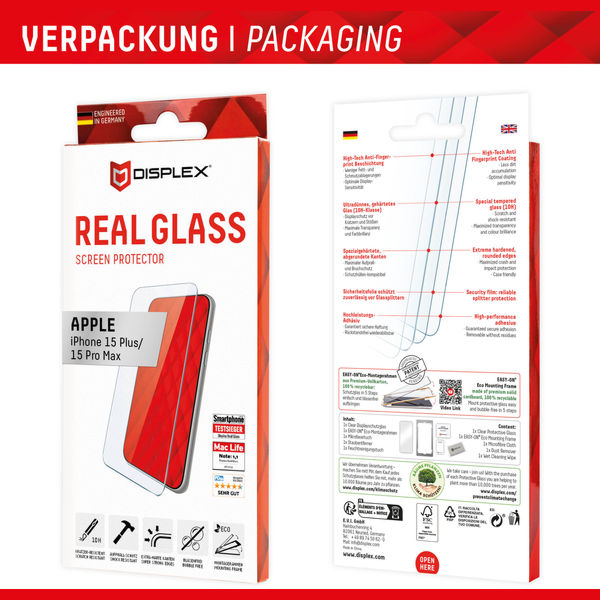 Displex - Premium Real Glass 2D - iPhone 15 Plus / iPhone 15 Pro Max - Clear