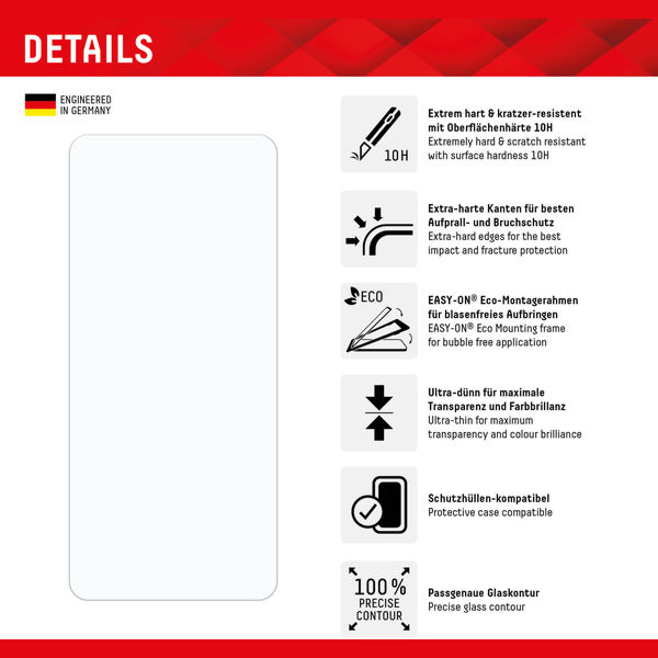 Displex - Premium Real Glass 2D - Xiaomi Redmi Note 13 4G / Note 13 Pro 4G / Poco M6 Pro 4G - Clear