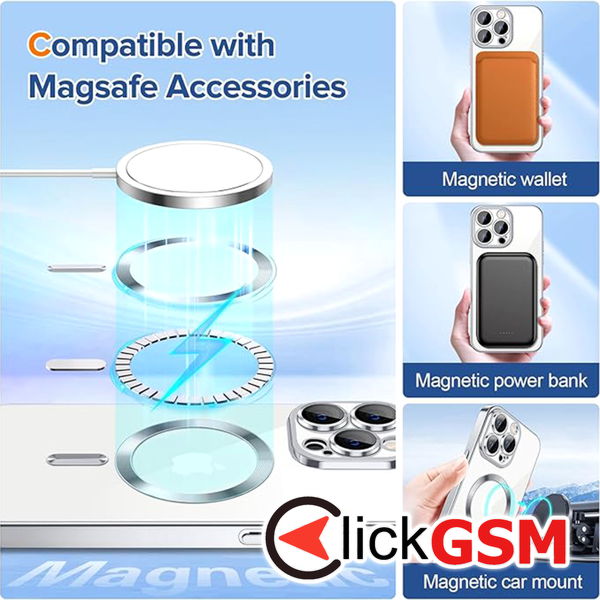 Techsuit - Luxury Crystal MagSafe - iPhone 15 Pro Max - Silver