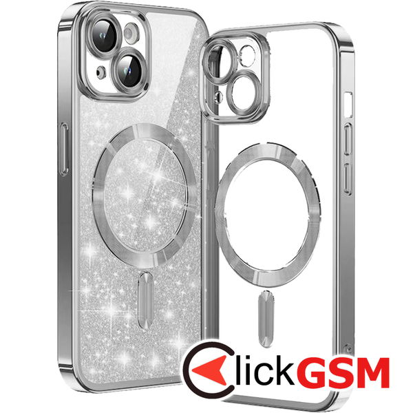 Techsuit - Luxury Glitter MagSafe - iPhone 15 Plus - Silver