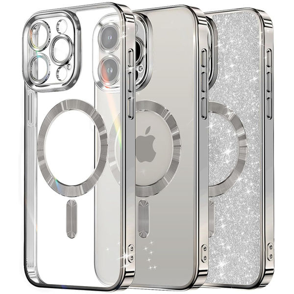 Techsuit - Luxury Glitter MagSafe - iPhone 15 Pro Max - Silver