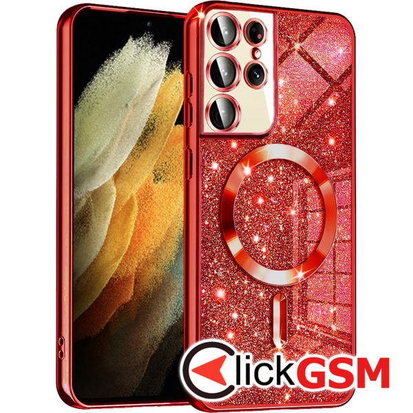 Techsuit - Luxury Glitter MagSafe - Samsung Galaxy S21 Ultra 5G - Red