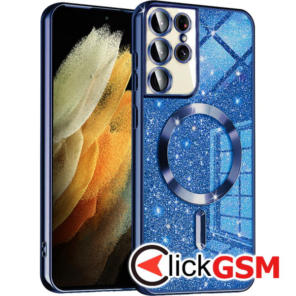 Techsuit - Luxury Glitter MagSafe - Samsung Galaxy S21 Ultra 5G - Deep Blue