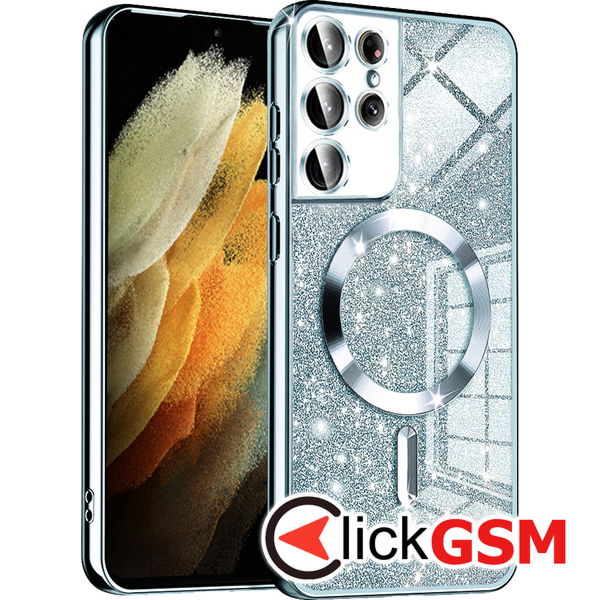 Techsuit - Luxury Glitter MagSafe - Samsung Galaxy S21 Ultra 5G - Light Blue