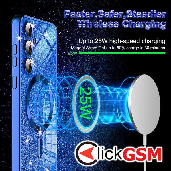 Techsuit - Luxury Glitter MagSafe - Samsung Galaxy S22 Ultra 5G - Silver