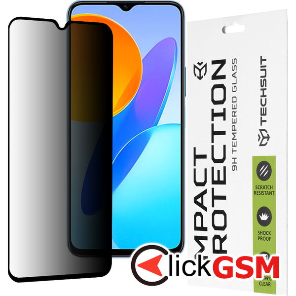 Techsuit - 111D Privacy Full Glue - Honor X8 5G / X6 / 70 Lite - Black