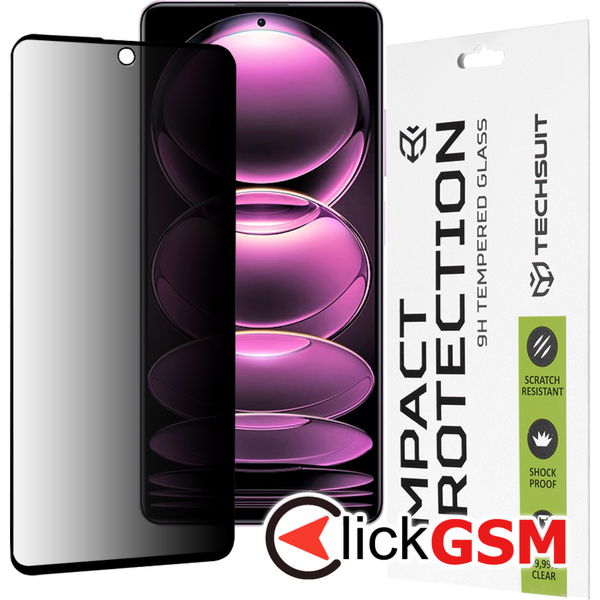 Techsuit - 111D Privacy Full Glue - Xiaomi Redmi Note 12 Pro 5G / 12 Pro+ / Poco X5 Pro - Black